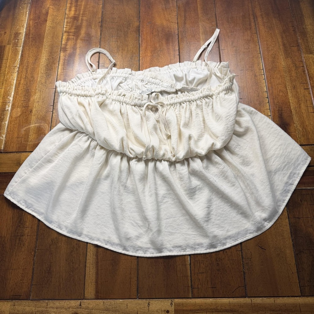 American Eagle Outfitters Tank Top Womens‎ XL White Ruffle Babydoll Cami Summer